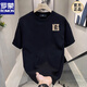 ROMON (ROMON) 2025 summer new short-sleeved T-shirt men's trendy men's clothes loose casual printed T-shirt half-sleeved black new product V753 black 3XL