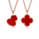 18K gold four-leaf clover pendant gourd love au750 color gold rose gold birthday gift for girlfriend's mother red agate (single pendant) butterfly (18K rose gold)