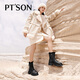 Baitiansong Petinson Cowhide kurze Stiefel für Frauen im Winter neuer dicker Slim und Woll warme Schneestiefel für Frauen schwarz 37