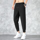 Holzspecker -Freizeithosen für Männer im Sommer Neue Stil Dünne elastische Eis Seidenhose für Männer lose Füße lässige Sporthose für Männer 719 Schwarz [Fußkrawatte] L.