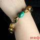 Yuan nationality Fushun amber bracelet dry white amber mineral amber black amber white anther round beads old style bracelet 14mm (flower amber round beads)