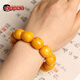 Chengyuanxiang CREORISETIN with national inspection certificate, natural chicken oil yellow beeswax bracelets for men, genuine raw stone amber old honey bucket beads, old type, old date beads bracelets 18mm