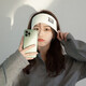 Ililuo retro knitted headband for women's daily autumn and winter all-match face wash headband wool elastic sports yoga warm headband black