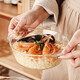 Genasi double-eared transparent heat-resistant glass bowl large microwave-friendly bowl with lid soup bowl noodle bowl salad bowl tableware 1.5L