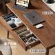 Genji Muyu solid wood desk simple modern study desk North American black walnut computer desk home table North American black walnut 1.0 meters double drawer desk single table