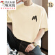 Woodpecker (Tucano) 260G American Heavy Gewicht T-Shirt Herren-Kurzärmel-Baumwollrunde Hals Top Sommer Trendy Lose Baumwoll halbärmelte T-Shirt M09-694 Black S [80-100jin [Jin gleich 0,5 kg]]]