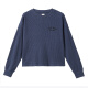 Giordano T-shirt Giordano Women's T-shirt waffle letter embroidery round neck long-sleeved T-shirt 0532079104 Snowflake Indigo Purple Blue Large Size