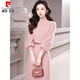 Pierre Cardin (Pierre Cardin) French style age-reducing pink knitted dress ladies temperament bottoming sweater skirt with coat autumn and winter new style pink XL 115-130Jin Jin is equal to 0.5 kg