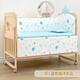Laughing Beile crib spliced large bed solid wood unpainted multifunctional newborn child removable cradle baby bb bed unpainted bed solid wood bed + mosquito net + blue ocean five-piece set single-layer small bed (94/55) 0-2 years old