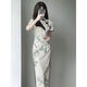 Reserved style new Chinese retro Republican style cheongsam 2025 summer new young girl slim dress for women long 719 flower branches [excluding accessories] M Recommended 85-100 Jin [Jin equals 0.5 kg]