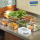 
Glasslock imported heat-resistant tempered glass fresh-keeping box microwave-heated lunch box commuter bag 2-piece set of rectangular 480ml + rectangular 695ml + beige bag