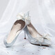 Zhr Tacones altos Hembra Elegante Stiletto Stiletto Zapatos para mujeres zapatos de boda de cristal Sandalias solteras Sandalias Y716 Plata 37