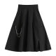 Qimai Korean retro college style girls suit 2023 summer sweet and cool suit female students Korean loose college style lining black shirt + skirt 1389# XL Recommended 125-140Jin [Jin equals 0.5 kg]