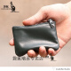 
Kangaroo top layer cowhide zipper change key bag: genuine leather men's short wallet: mini coin handbag for women black large size