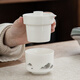 Gold inlaid jade travel tea set, portable single person kung fu set, outdoor simple tea making cup, companion