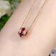 Gold dove blood ruby pendant for women, 18K rose gold plated, Korean style fashionable and versatile clavicle chain, ruby pendant (with 45+5cm chain)