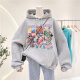 Haolia children's clothing girls' sweatshirt children's velvet thickened 2021 new autumn and winter outer wear long-sleeved medium and large children's girl pullover 2122 cartoon sweatshirt pink velvet 150 suitable for height 138-148 cm