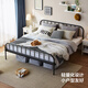 Lin's Home Nordic Iron Art Bed Double Bed Household Iron Lit de location épaissie Mobilier de maison de location Lit Industrie du bois Lin LS702A1 [noir] Double lit 1500 mm * 2000 mm