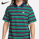 耐克（NIKE）男装 舒适百搭宽松休闲条纹运动翻领短袖T恤FN3897-010 FN3897-410 S