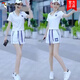 Woodpecker (TUCANO) 2024 summer new sportswear suit for women fashion internet celebrity thin short-sleeved age-reducing fashionable casual two-piece set White trousers suit [short-sleeved + trousers] M [Suggested 80-100Jin [Jin equals 0.5 kg]]