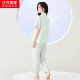 Red bean home imitation silk pajamas for women spring and summer short-sleeved trousers ice silk smooth and light JCJ218 mint green 165