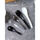 Disposable soup spoons individually wrapped plastic large take-out commercial thickened dessert porridge spoons 3g black spoon simple package 50 pieces long 12cm