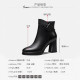 Catafed Kissing Belle Cat High Heel Single Boots Women's 2021 New Versatile Thick Heel Short Boots Women's Side Zipper High Heel Women's Boots Black Velvet Round Toe Platform Nude Boots Women's Black 36