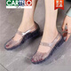 卡帝乐鳄鱼（CARTELO）高档洞洞透明水晶包头女夏仙女凉鞋坡跟外出单鞋防滑妈妈时尚休闲 白色 标准码 36
