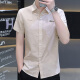 
YIBAOLANG new short-sleeved shirt men's trend Korean slim casual shirt without scalding and anti-wrinkle summer half-sleeved summer thin style 854 khaki L (105-120Jin [Jin equals 0.5 kg])