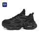 Hailan Home (HLA) Herrenschuhe Sommer 2025 Neue Daddy Schuhe Casual Mesh Schuhe Dicke einzige Erhöhung atmungsaktivem Sport trendy Schuhe Herren schwarz 40