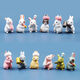 Niedliche Kaninchensimulation Mini Tierplastikmodell Doll Cartoon Micro Landscape Orament Play House Toys [Wertemodell] Set von 12 Packungen