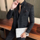 Jindan Spring and Autumn New Large Size Customized Suit Suit Men's Three-piece Slim Fit Korean Groom Wedding Dress Groomsmen's Clothes Plaid Small Suit Business Casual Formal Gray Plaid Double-breasted L Suit + Vest + Shirt + Pants