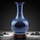 Orgulloso Jingdezhen Cerámica Nuevo jarrón de estilo chino Decoración de oficina Sala de estar Entrada Artesanía Soporte arqueológico Arte Regalo Horno Transformación Ji Blue Glaze Apreciación Jarrón + Base + Certificado