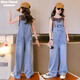 Girls denim overalls 2025 new children's fashionable autumn clothes Korean version of street big children's suspender pants overalls 160