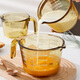 Jiaqi glass measuring cup with scale, high temperature resistant kitchen special baking tool, food-grade egg-beating cup, milk glass, amber 500+1000ml+silica gel, oil brush+scraper