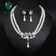Wedding necklace new Korean style simple pearl crown bridal tiara tiara wedding birthday night model necklace + earrings