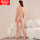 Red bean thermal underwear for women with wool plus velvet thickened antibacterial and wearable middle-high collar middle-aged and elderly cold-proof set