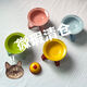 Shantou Lincun Welfare Style Flying Saucer with Stand Ceramic Cat and Dog Bowl Stand BD Neck Protector Can High-Looking Deep Mouth Pet Green Feather Stand Fruit Green Bowl Uneven Glaze