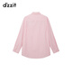 DZZIT plain shirt spring and autumn vitality tone urban casual style top for women pink S