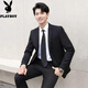Playboy Suit Men's Korean Slim Top Jacket Groomsmen Wedding Business Professional Formal Small Suit Men Two-button Black Top + Shirt + Tie + Tailor-made Pants 2XL