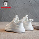 Babudou zapatillas para niños zapatos blancos para niños 2025 primavera nueva malla transpirable zapatos casuales sólidos suaves zapatos deportivos perla blanca 13547 (red doble) 26 longitud interior 16.6 cm