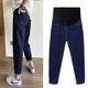 Nanding Yagre pregnant women's pants jeans autumn and winter new style loose and slim outside new style trousers plus velvet dad pants autumn and winter style dark blue L 115-125Jin [Jin equals 0.5 kg]