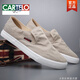 CARTELO Summer Canvas Shoes Men's One-Pin-One Lazy Shoes British Loafers Driving Soft Sole Old Beijing Breathable Casual Cloth Shoes BD20042 Black and White 41
