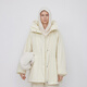 LESS winter white duck down jacket for women warm casual loose hooded drawstring down jacket mid-length 2NAC12610 123/milk white XS