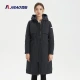 Jieao down jacket women's long windbreaker style cotton winter coat coat hooded ladies down jacket 7981308 100#black 165/M