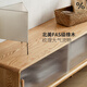 Genji Muyu solid wood TV cabinet modern living room oak household storage cabinet walnut color glass sliding door TV cabinet 2.0 meters