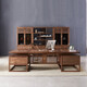Qunru Chengyu (JEFUISML) new Chinese style solid wood office desk and chair, log boss desk, high-end office furniture, chairman executive desk, president desk, 2.0 meter office desk including side table