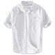 Gosejue Sommer lässiger kurzärmeligte Hemd Herrenlose Hemd Neue Männer literarische Hemd-Basis-Hemd 9740 White XL