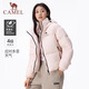 骆驼（CAMEL）黑钻系列短款羽绒服女装冬新款保暖防风连帽羽绒外套面包服 724CA6B601，幻影黑，女 L (180)