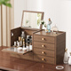 SHUSHI dust-proof cosmetics storage box wooden dresser desktop drawer-type large-capacity skin care product storage rack with mirror dust-proof cosmetics storage box with mirror 48.5*19*25cm